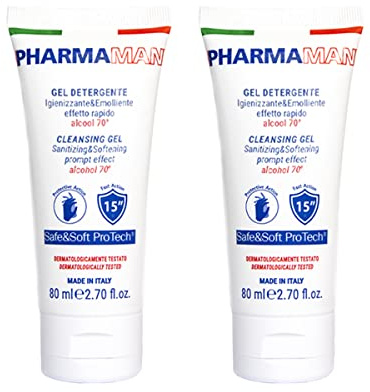 Pharmamani KIT 2 PEZZI GEL IGIENIZZANTE MANI da 80 ml. 70% Alcool, Effetto Rapido, Non appiccica, si assorbe subito e idrata le mani. Profumo gradevole, Dermatologicamente Testato. Formato tascabile.
