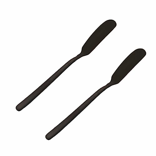 Wambere Set of 4 16.5 cm × 1.8 cm Stainless Steel Butter Knife, Butter Knife with Long Handle, Table Knife, Cheese Knife, Breakfast Knife, Butter Knife, for Cheese, Cakes, Bread, Dessert, Black