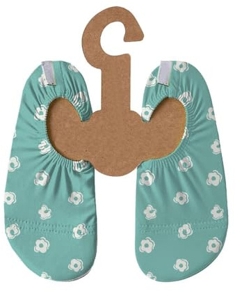 Slipstop Scarpe da Spiaggia Bambini Scarpe da Balletto antiscivolo. Nuoto. Bagno Vacanza Yoga Piscina Pesci Acquario ragazzi e Ragazze Verde/Multicolore, diverse Dimensioni, Margarita Mint, 24/26 EU