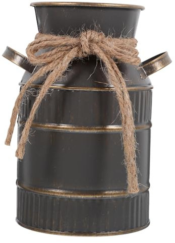 ABOOFAN Decorative Vases Iron Flower Vase Rustic Vases for Home Decor Metal Milk Can Container with Holder for Outdoor