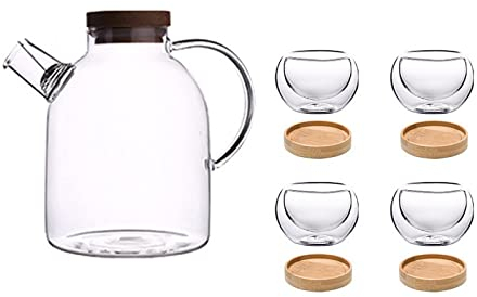Brocca Teiera di vetro Teiera ad alta temperatura resistente alla temperatura Teiera Teiera Brewing Pot Pentola Domestica Tazza di tè Set da tè Set di tè riscaldato Pitch Brocca Acqua (Color : D)