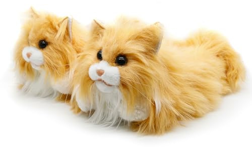 Onmygogo Pantoufles fantaisie en forme d'animaux pour femmes, hommes, pantoufles d'hiver en peluche pour adultes(Chat Persan,41-44 EU)