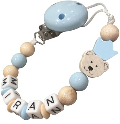 personalisierte gestaltetes Babygeschenk mit Namen für Mädchen Junge Baby Geschenk personalisiert zur Geburt & Taufe Motiv Bär & Krone mehrere Farben (Bär Krone Blau)