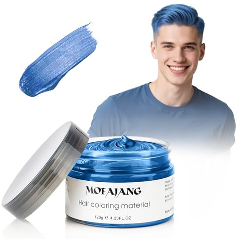 Hair Colour Wax 120g – 2 IN 1 Temporary Hair Colour & Styling Wax with Strong Hold, Easy to Apply & Wash Out, Ideal for Cosplay, Festivals, Parties & Halloween (Blue)
