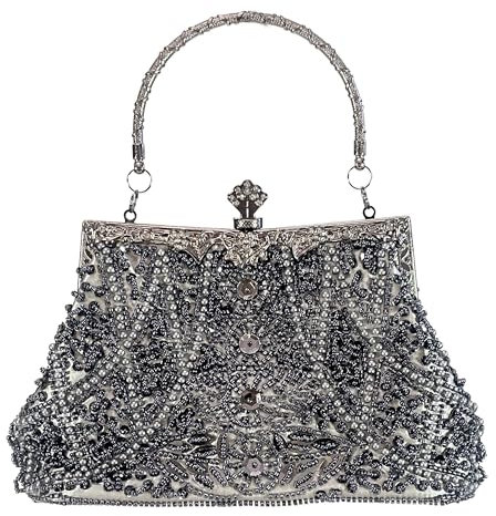 Clutch-Taschen und Geldbörsen mit Perlen – Abendtaschen für Hochzeit, elegante und stilvolle Handtaschen-Kollektion, GRAU