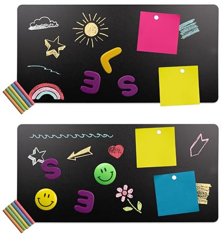 Clever Leon Magnettafel Schwarz 2er Set Pinnwand Magnetisch Magnetwand Kreidetafel Memoboard Für Urlaubs Magnete Beschreibbar Löschbar 40x19 cm 2 Stück