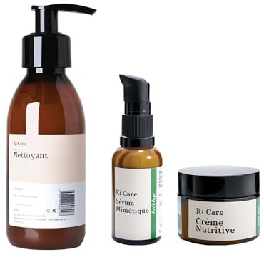 Rutina Facial Anti Edad Antioxidante Integral Nutritiva. Kit Completo de Cuidado de la Piel. Incluye Gel Limpiador Facial con Jioagulan, Mimetic Serum y Soothing Cream - Ki Care