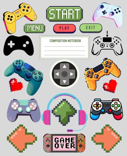 Gaming Composition Notebook: Colorful Video Game Journal, College-Ruled, 110 Pages for Kids, Teens & Adults
