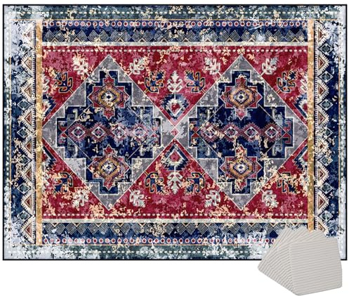Qesjodfu Drum Rug Mat - Crystal Velvet & Rubber Non-Slip Soundproof Carpet - 120 x 80 cm - For Drummers & Music Practice
