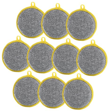 TOPBATHY Éponge Vaisselle Ronde Double Face 4.92X4.92X0.39 Pouces Éponge Lavable Cuisine Nettoyage Polyvalent Élimination Rapide Graisse Surfaces Comptoirs Poêles