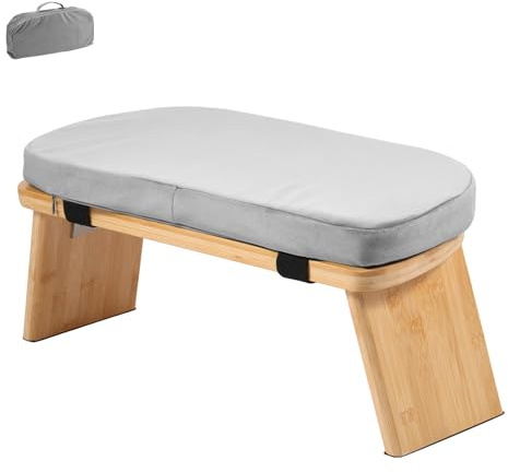 harupink Panca da meditazione pieghevole in bambù, sgabello da yoga con cuscino, ergonomica per meditazione con custodia in velluto, antiscivolo, per momenti spirituali nella vita di tutti i giorni