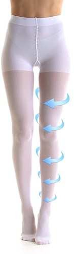 Kompressionsstrumpbyxor för Damer, Tights 140 DEN 18-21 MMHG CLASS 1, Shape Socks For Women MICRO MATTFIBER, (VIT, M)