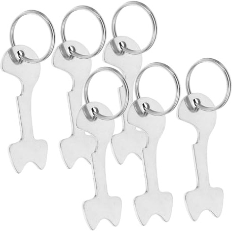 Porte-clés Jeton de Panier D'achat en Acier Inoxydable, Lot de 6 Argenté | Finition Solide Qui Ne Ternit Pas, Facile à Transporter, pour Ranger les Clés, Modèle Créatif et Élégant