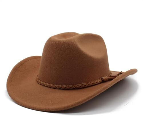 AAIXXIZAO Fedora Trilby Filzhut Hut Vintage Cowboyhut Für Herren 8Cm Breite Krempe Jazz Hüte Panama Kirche Mützen 57-58Cm Khaki