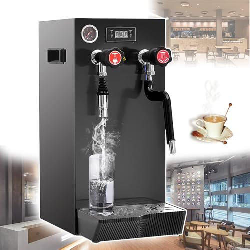XSDAJSD Schiumalatte Commerciale, Macchina Automatica per Acqua bollente a Vapore, Vapore Rotante, Isolamento Termico a 3 Strati, Vassoio raccogligocce Rimovibile, con Display a LED, per caffè