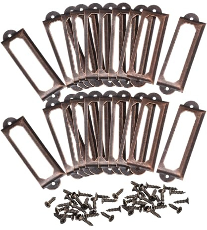 QUARKZMAN Metall-Etikettenhalter, 60x17mm 30 Stück Dateiname Kartenanhänger Etikettenhalter Rahmen für Büro Bibliothek Schubladen Schrankregale, Kupferton