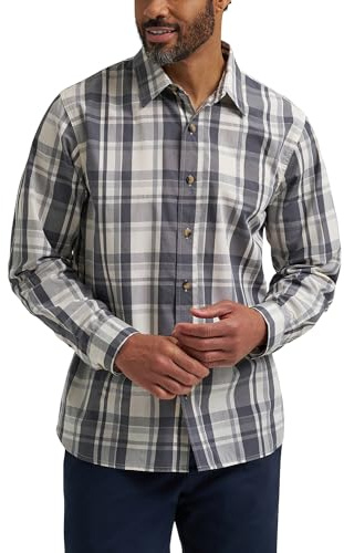 Wrangler Men's Long Sleeve Plaid Woven Shirt, Iron Gate Plaid,X-Large