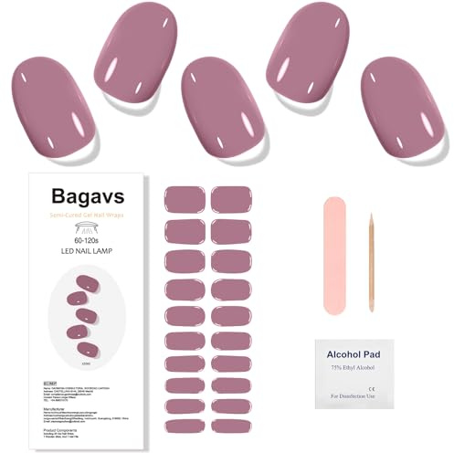 Bagavs Unghie Gel Adesive UV 20 PCS - Prugna | Strisce Semiindurite Autoadesive per Manicure Casa