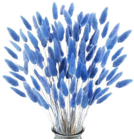 poraceous 120 Piezas Pampas Secas Decoracion, Pampas Grass Flores Secas, 45 cm Ramo Flores Seca, Decoracion Hogar, Flore Seca Naturales Flore Bohemias Decoración de Cumpleaños Boda Hogar (Azul)