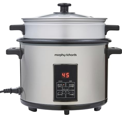 Morphy Richards 1.8L Electric Rice Cooker & Steamer, 1.8L,10 Cup Capacity, 5‑in‑1 Multi Cooker with Keep Warm (12hr), Sauté & Steam Functions, Non‑Stick Inner Pot, Easy Clean, 700W, 471002