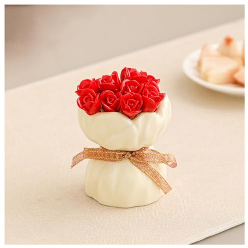 Hrlace Tenedores de frutas de acero inoxidable con tarros de cerámica mini tenedores de fruta de rosas juego de brochetas de frutas reutilizables para frutas, pasteles, bodas, fiestas, 12 unidades