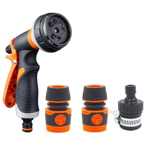 Pistolet Arrosage du Jardin, Pistolet d'arrosage, Pistolet Arrosoir avec 8 Modes d'Arrosage, Tuyau de Jardin avec Connecteur, pour Laver la Voiture et les Animaux Domestiques, le Jardin