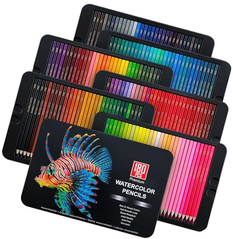 ZBIianxer 180 Farben Aquarellstifte Set, weiche Holzkonstruktion Zeichnen, Skizzieren und Malen mit sanften Misch und Schichteffekten, Anfänger Künstlerstift Set