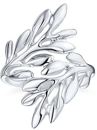 Nature Ivy Rainbow Shell Nature Wrap Ivy Laurel Vine Leaf Bypass Abalone Ring Western Jewelry For Women Teen .925 Sterling Silver