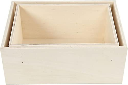 Aufbewahrungsboxen, rechteckig, H: 27 und 31 cm, Breite: 19,5 und 22,5 cm, Sperrholz, 2 Stück, Tiefe 12,5 cm