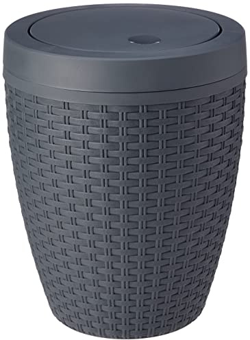 Addis Badrum Papperskorg med Fliplock, Konstrotting, Mörkgrå, 5 l