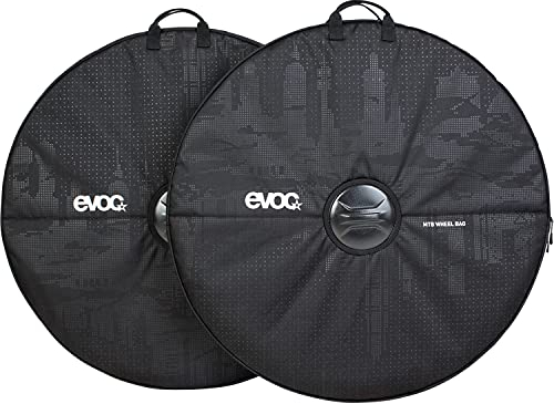 EVOC MTB WHEEL BAG Laufradtasche, Transport von Laufrädern (2 Fahrradkoffer, Fahrradtasche für maximalen Schutz, geeignet für <29 Räder, verstärkter Achsenschutz, Tragegriffe, Fahrradplane), Schwarz