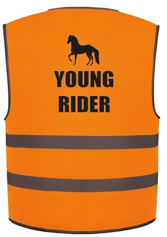 Brook Hi Vis Young Rider and Horse Kids Hi Vis Vest Children's High Visibility Reflective Safety Waistcoat Horse Rider Riding, Add child's name to the front, Personalised