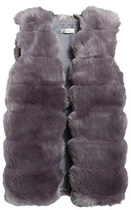 YOUCAI Donna Lanuginoso Cappotto Elegante Pelliccia Artificiale Giacca Senza Maniche Slim Fit Gilet per L'Autunno E l'inverno,Taglia Unica,Grigio 1