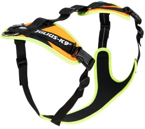 Julius-K9, 19MTR-for-S-AMZ, Mantrailing & Outdoor Hundegeschirr, Größe: S, UV orange mit neon Rand