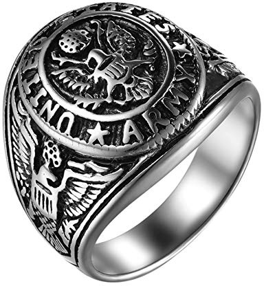Flongo Herren-Ring Siegelring Männer Ring Daumenring aus Edelstahl Bandring Gold Silber Russische Staatsflagge Staatswappen Motorradfahrer Biker Herren-Accessoires