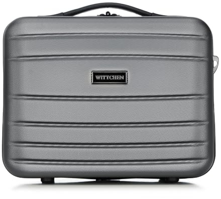 WITTCHEN Necessaire da viaggio Custodia per cosmetici Valigia da viaggio Bagaglio a mano Valigia cabina Valigia in ABS Borsa da toilette Rigido Globe Line Grigio Ryanair/ITA Airways