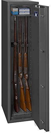 Waffenschrank EN 1143-1 Klasse 0 mit 4 Waffenhaltern, Waffentresor mit Schlüsselschloss, Tresor für Langwaffen, Kurzwaffen und Munition, Grad 0