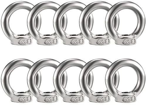 Bolatus 10 dadi ad anello M8 in acciaio inox 304, dadi ad occhiello, dadi ad anello, dadi oculari, occhielli per il sollevamento di accessori