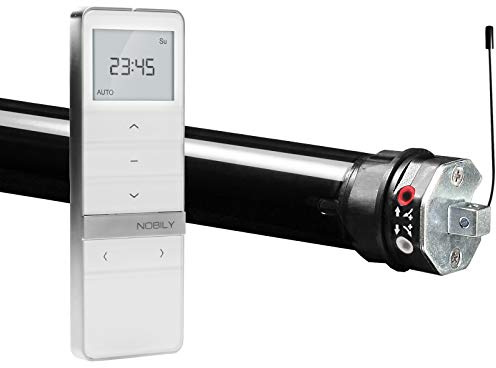 2x NOBILY Funkrollladenmotor PR4, Mini - Funkmotor mit mechanischer Endabschaltung, 13NM Zugkraft (entspricht ca. 36kg), inkl. 5-Kanal Handsender Timer Exquisit-Ausführung