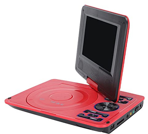Lecteur DVD Portable de 6,8 Pouces, Lecteur DVD avec écran LCD HD, Mini Lecteur de Voiture, avec Deux Haut-parleurs Stéréo, Batterie au Lithium 1500mAh, pour la Maison, le Bureau, la Voiture(rouge)