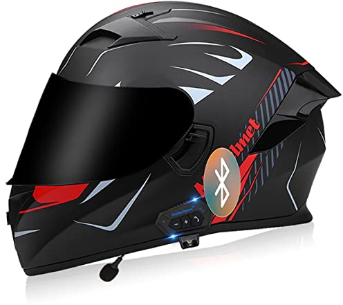 SDFGDFD Bluetooth Motorradhelm Integralhelm Motorradhelm Mopedhelm Comfort, Integralhelm mit Sonnenblende ECE/DOT-zugelassen Motorrad-Integralhelm