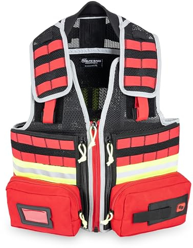 ELITE BAGS - E-VEST Einsatzweste | S-M rot | multifunktional | flexibel