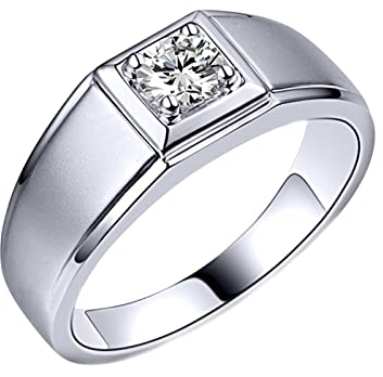 KnSam Echter Goldschmuck, Herren Echtschmuck Ring Weißgold 750, Breit Goldring Herren 0.3ct Labor Erstellt Diamant, Persönliche Geschenke, Weiß Gold, Gr.65 (20.7)