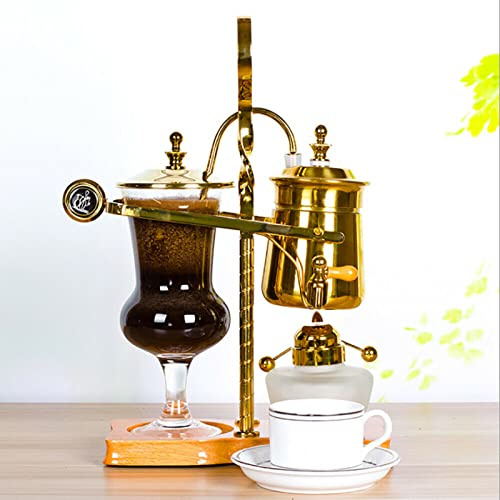 Futchoy Kaffeemaschine Syphon kaffeebereiter aus Edelstahl - Coffee Technia Royal Belgische Kaffeemaschine Vakuum-Kaffeebereiter Tischglas Siphon Topf Siphon (Gold)