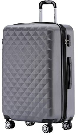 BEIBYE Zwillingsrollen 2066 Hartschale Trolley Koffer Reisekoffer Gepäck M-L-XL-Set (Business Grey, L)