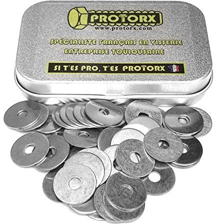 Rondelles Metal Inox M4 : Boite 50pcs Extra Large (Diam.int = 4,3mm x Diam.ext = 16mm) Plate Type LL en Acier Inoxydable A2 | Carrossier Bricolage Réparation | Anti-Corrosion Exterieur-Interieur
