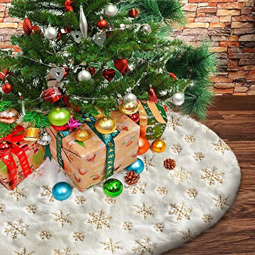Weihnachtsbaum Decke, Weihnachtsbaum Plüsch Teppich Rund 90CM Baumdecke Weihnachtsbaumdecke Fell Weihnachtsschmuck Bodendekoration,Weihnachtsbaumröcke für Weihnachten und Neujahr Dekoration