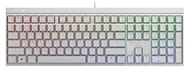 CHERRY MX 2.0S, Mechanische Gaming-Tastatur mit RGB-Beleuchtung, EU-Layout (QWERTY), Kabelgebunden, Designed in Germany, MX RED Switches, Weiß