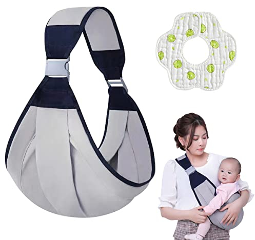 UptVin Tragetuch Baby, 1 Baby Tragetuch, 1 Lätzchen, Babytrage für Neugeborene ab Geburt, Multifunktionale Babytrage, verstellbaren Schnallen,Weich und atmungsaktiv,Baby Trage für bis 20 Kg,grau