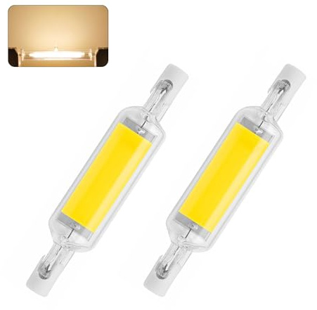 NAVESO 2Pcs R7S LED Bulb 78mm 10W Dimmable, COB Double Ended Reflector Linear Lamp, Warm White 2700-3000k, 360 Beam Angle